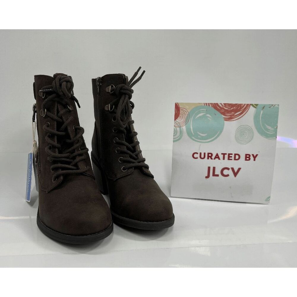 White Mountain Women's Dorian Heeled Combat Boots - Dark Brown 5.5M